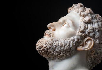 Canvas Print - Detailed sculpture of a pensive male figure