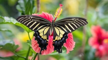 Canvas Print - Butterfly on Hibiscus