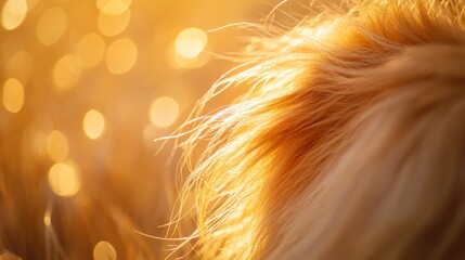 Poster - Close-up of a golden mane illuminated by warm light, creating a soft, dreamy atmosphere.