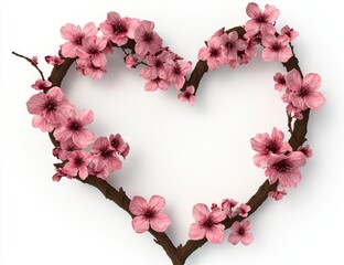 Poster - heart-shaped cherry blossom branch