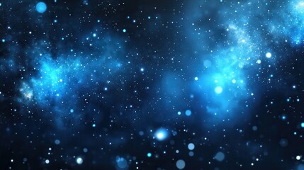 Wall Mural - Abstract Blue Nebula Space Background with Stars and Glowing Lights.