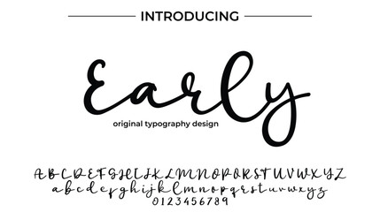 Early Font Stylish brush painted an uppercase vector letters, alphabet, typeface