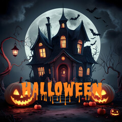 Halloween Background Illustration. The Haunted Pumpkin House, Halloween's Dark Arrival
