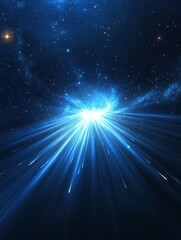 vibrant stars and light rays in cosmic space scene. an abstract image depicting a bright white light