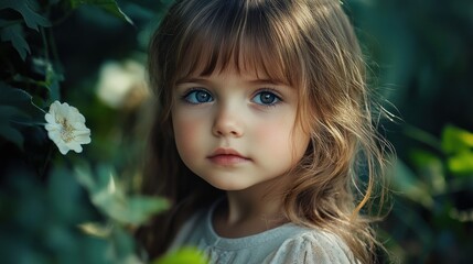 Sticker - Close-up portrait of a curious little girl