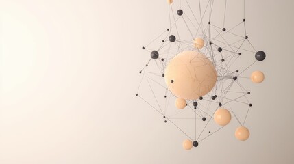 Poster - abstract geometric sculpture with black and beige spheres