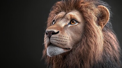 Wall Mural - Close Up of a Lion s Face with a Black Background