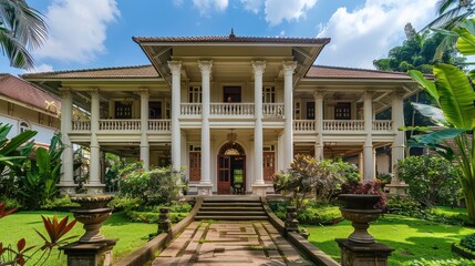 Wall Mural - Colonial Mansion in Lush Garden