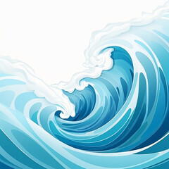 Poster - An illustration of crashing ocean waves in vibrant shades of blue and white depicts the power and beauty of the sea for graphic resources.