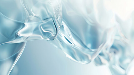 Poster - A close-up image features translucent, flowing material in shades of light blue, creating a smooth and ethereal texture for graphic resources.