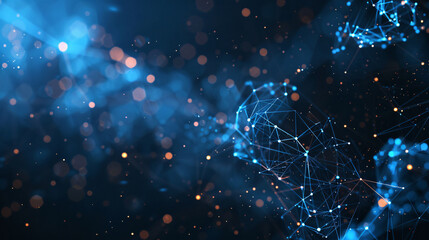Poster - Abstract illustration showcasing vibrant blue and orange connections on a dark backdrop, evoking a sense of digital interconnectedness and flow for technology.