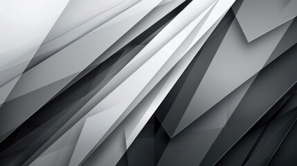 Poster - Abstract Geometric Design with Black and White Overlapping Shapes