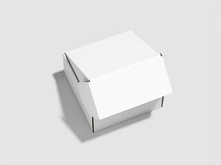 Sticker - White Blank Square Cardboard Box Mockup 3D Render Isolated