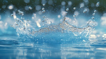 Poster - Water Splash  Crown Shaped  Blue  Abstract  Background