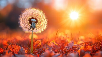 Dandelion Sunset   Autumn Nature Photo