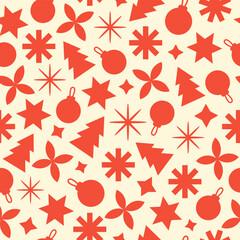 Poster - Geometric colorful seamless pattern. Trendy abstract swiss background. Red and beige colors.  Vector illustration