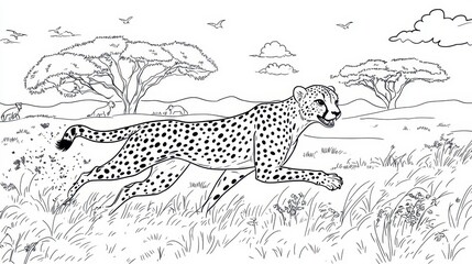 cheetah running through the savanna