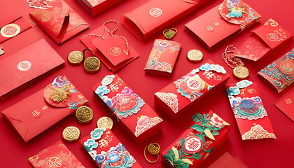 Display the beauty of red envelopes with Chinese cultural elements