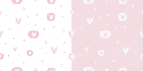 Cute Simple Seamless Pattern Love Heart Background. For wrapping paper, wallpaper, fabric, textile. Vector Illustration