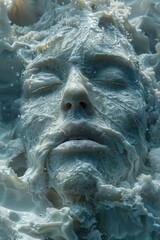 Wall Mural - Face Submerged in White Liquid