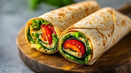 Delicious healthy wraps with fresh vegetables