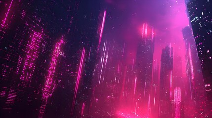 Futuristic cityscape with neon lights