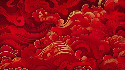 Wall Mural - chinese traditional background design with abstract pattern in red background chinese red textured p