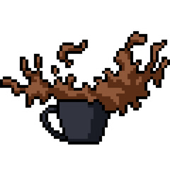 pixel art of cup coffee spread