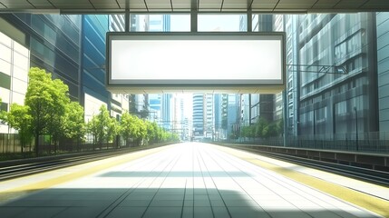 Modern train station with empty platform.