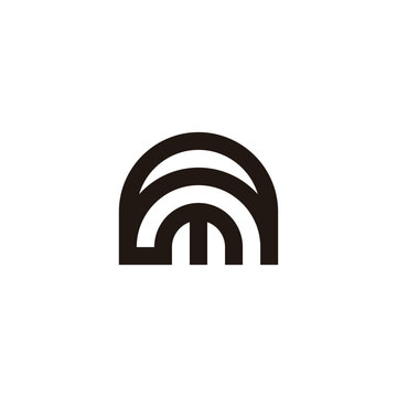 Letter A m connect, curve geometric symbol simple logo vector