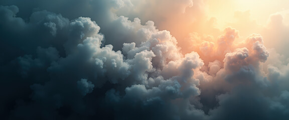 Wall Mural - Golden Light Through Cumulus Clouds