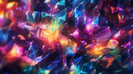 Poster - Prism Rainbow Light on Dark Background. Holographic Flare and Bokeh Effect