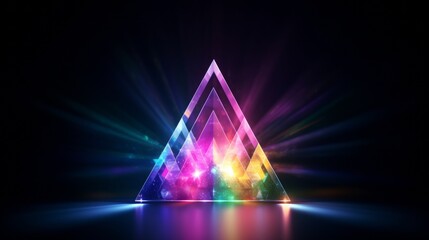 Poster - Prism Rainbow Light on Dark Background. Holographic Flare and Bokeh Effect