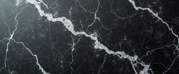 Wall Mural - Abstract Black Marble Texture with White Veins