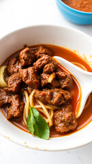 Canvas Print - Beef Stew with Noodles and Basil