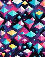 Poster - Geometric diamond tiles in contrasting colors seamless design pattern