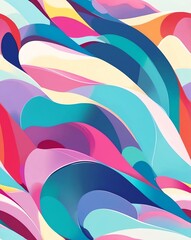 Poster - Minimalist waves and curves in gentle hues seamless design pattern wallpaper