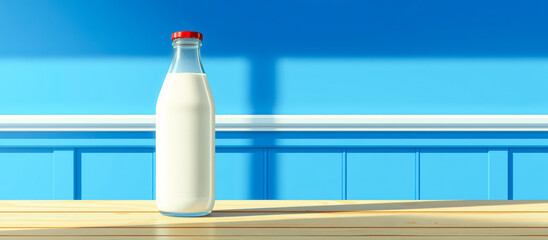 Sticker - Milk Bottle on a Wooden Tabletop