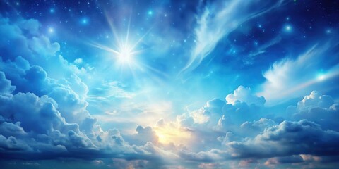 Wall Mural - a stunning ethereal sky background in shades of blue, ethereal, sky, background, blue, clouds, peace