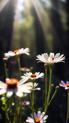 Wall Mural - daisies in the sunlight
