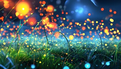 Luminescent Grass in an Ethereal Landscape