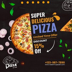 Delicious pizza social media post template