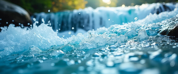 Canvas Print - Close Up of Blue Water with Bubbles