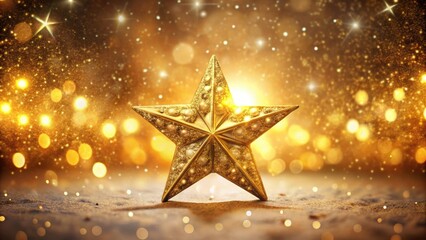 Wall Mural - Gold Christmas star background shining brightly, gold, Christmas, star, background, festive, holiday, traditional