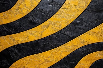Aufkleber - Abstract mustard yellow and black stripes, creating a bold, high-contrast modern design