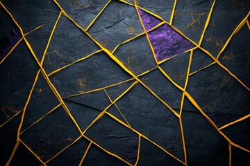 Aufkleber - Abstract mustard yellow and purple lines, creating a bold and modern contrast on a dark background