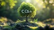 © Phattarasaya - A tree growing out of a CO2 symbol, representing the connection and balance between emissions and natureas ability to absorb carbon.