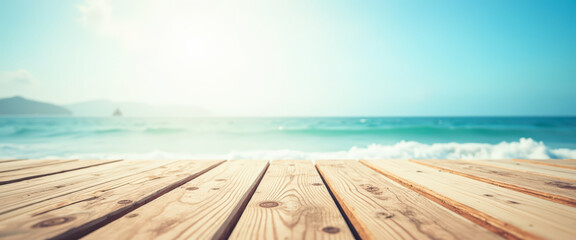 Wall Mural - Wooden Deck Overlooking the Ocean