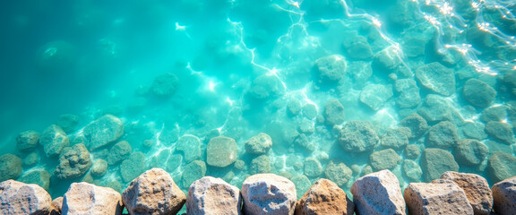 Sticker - Clear turquoise water with rocks