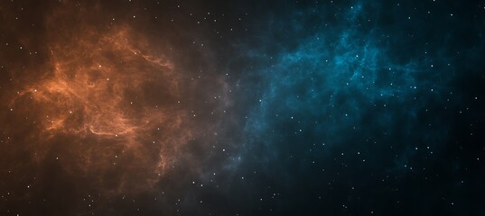 Poster -  dark, cosmic nebula background with swirling colors and a large text space